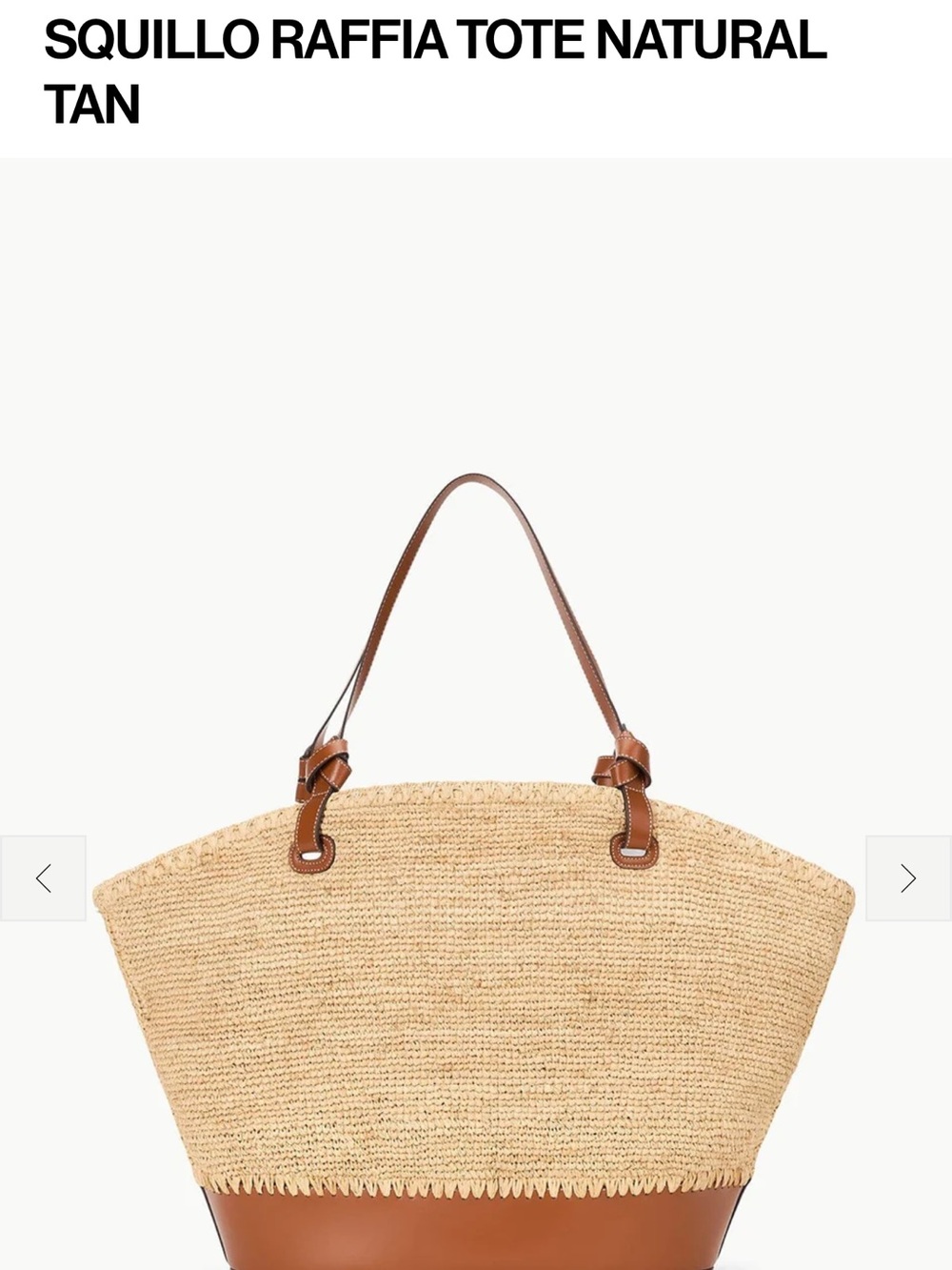 STAUD Beige Woven Tote with Brown Leather Base and Handles - Picture 2 of 4